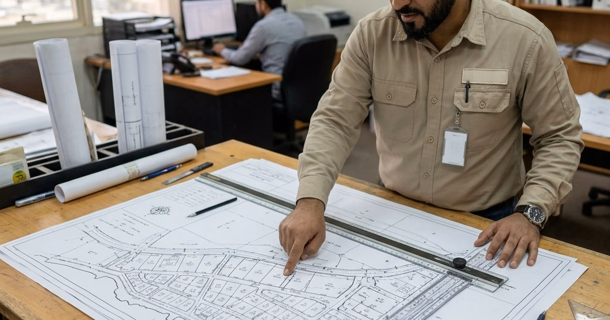 نموذج الكروكي التنظيمي لقطعة أرض في جدة يوضح الارتدادات وعدد الأدوار ونسبة البناء والاستعمال المسموح